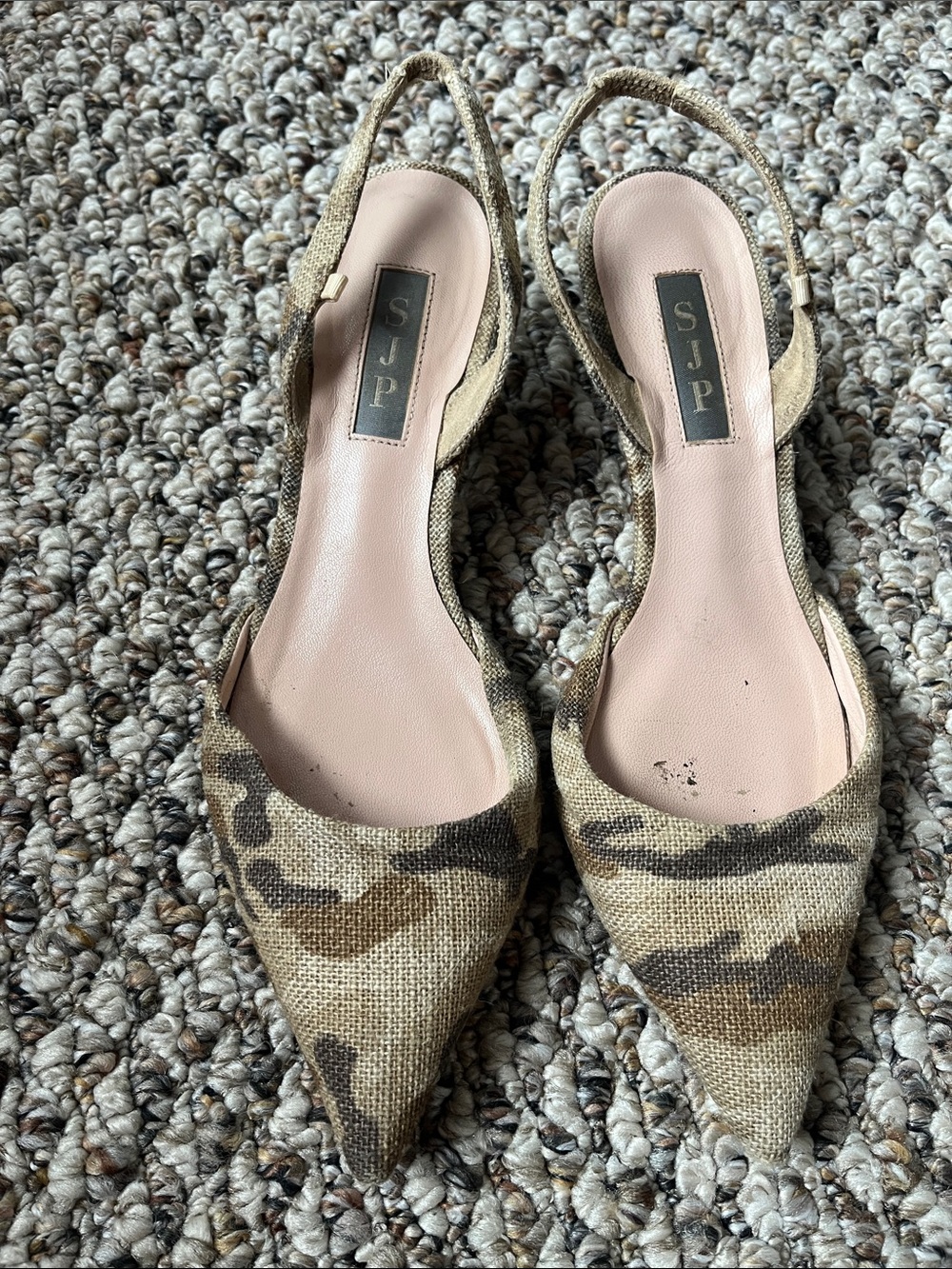 SJP Slingback Kitten Heels in Camo